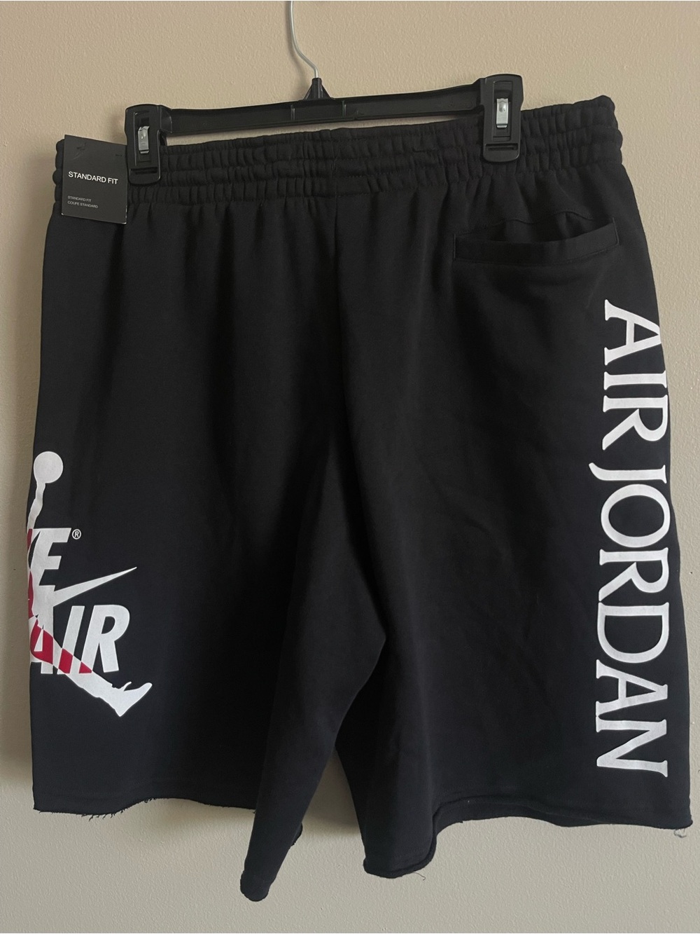 Nike Jordan Men’s Black Athletic Shorts with White & Red Logo Size L